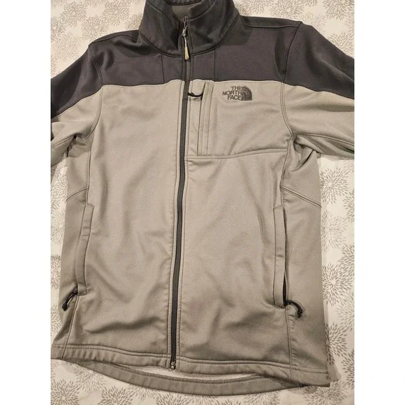 The North Face Jacket Full Zip Softshell Lightweight Coat Gray Black S - Picture 2 of 7